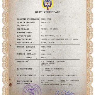 Colombia vital record death certificate PSD template download template file