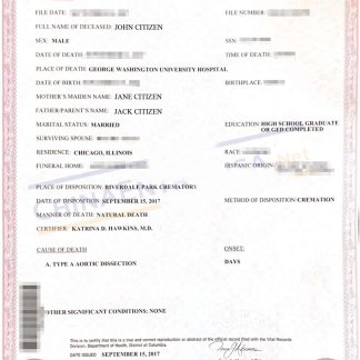 Columbia certificate of death download template file