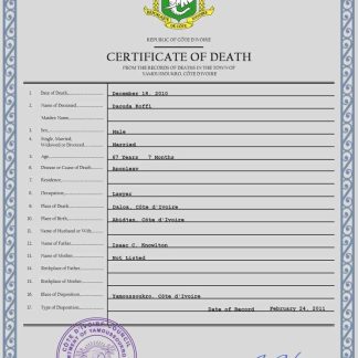 Croatia death certificate PSD template download template file