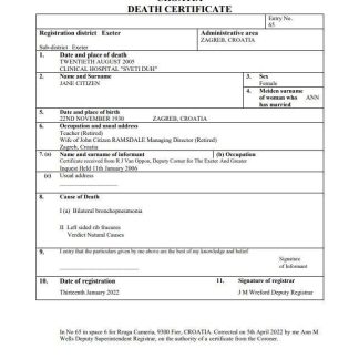 Cuba death certificate Word and PDF template download template file
