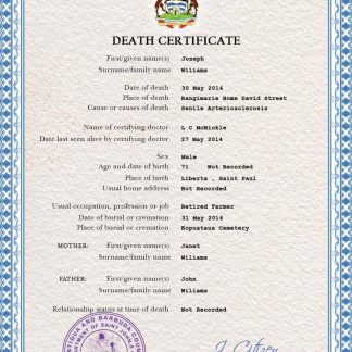 Antigua and Barbuda vital record death certificate PSD template download template file