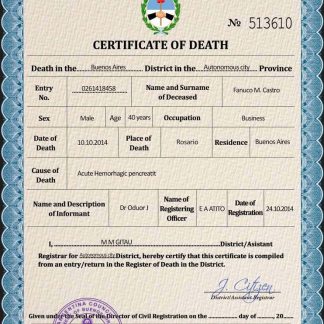 Argentina death certificate PSD template download template file