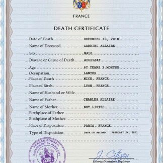 France vital record death certificate PSD template download template file