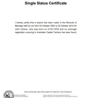 Australia Australian Capital Territory divorce certificate template in Word download template file