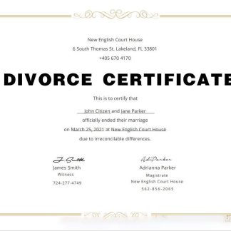 USA Divorce Certificate download template file