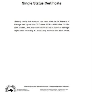 Australia Jervis Bay Territory divorce certificate template in Word format download template file