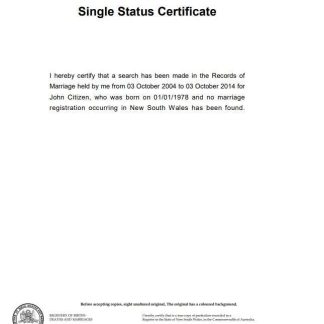 Australia New South Wales divorce certificate template in Word download template file