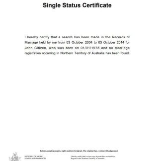 Australia Northern Territory of Australia divorce certificate template in Word download template file