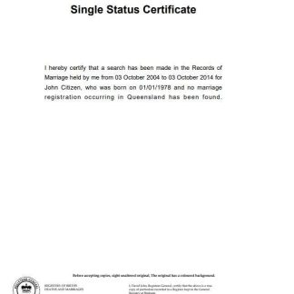 Australia Queensland divorce certificate template in Word download template file