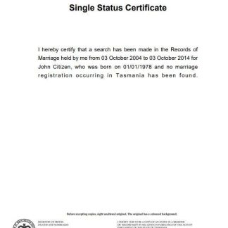 Australia Tasmania divorce certificate template in Word download template file