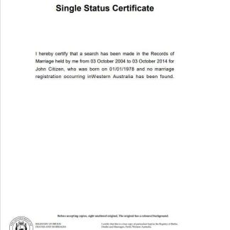 Australia Western Australia divorce certificate template in Word format download template file