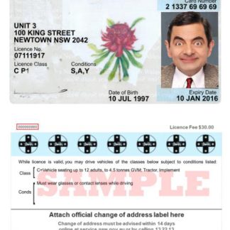 Australia New South Wales provisional Driving License download template file