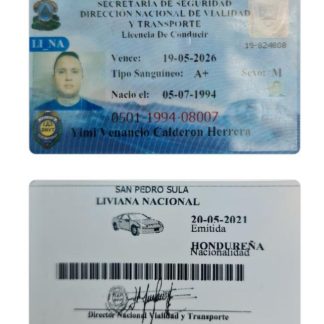 Honduras Driving License download template file
