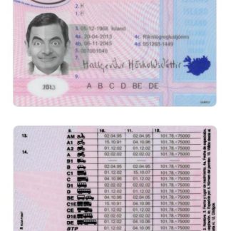 Iceland Driving License 2013 present download template file