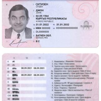 KYRGYZSTAN Driving License 2019 present download template file