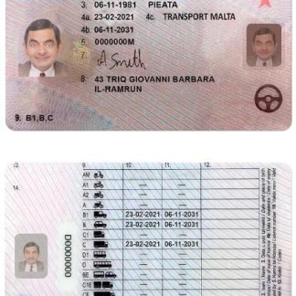MALTA Driving License download template file