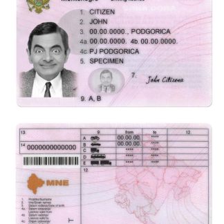 Montenegro Driving License download template file