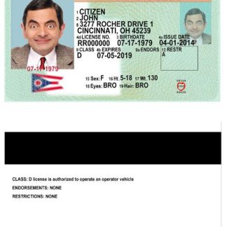 Ohio Driving License version 2 download template file
