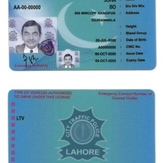 Pakistan City Traffic Police Lahore driver license download template file