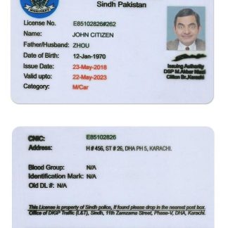 Pakistan Sindh province Driving License PSD template, (old version till 2016) download template file