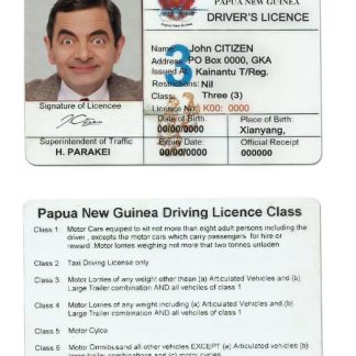 Papua New Guinea Driving License download template file
