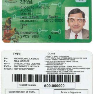 Papua New Guinea Driving License template in PSDformat,2020 present download template file