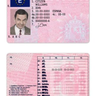 Spain Driving License download template file