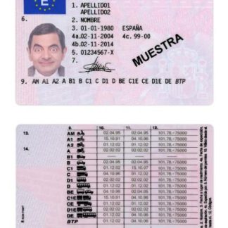 Spain Driving License version 2 download template file