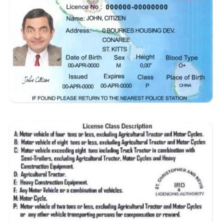 St Kitts & Nevis Driving License download template file