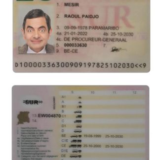 Suriname Driving License 2022 present download template file