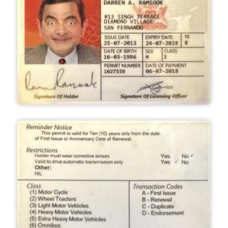 Trinidad and Tobago Driving License 2018 present download template file