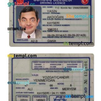 Turkey Driving License 2014 present download template file