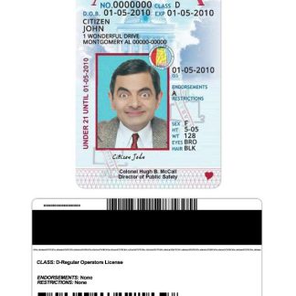 USA Alabama Driving License under 21 download template file