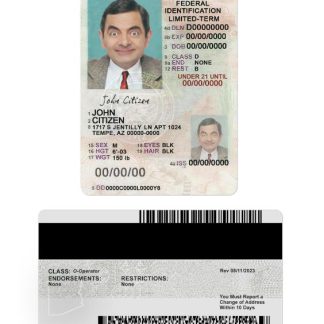 USA Arizona Driving License under 21 download template file