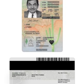 USA Arizona Driving License under 21 version 2 download template file