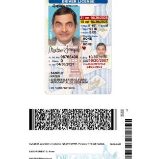 USA Delaware under 21 Driving License download template file
