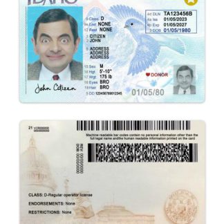 USA Idaho Driving License 2023 present download template file