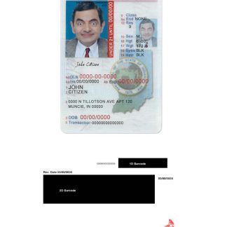 USA Indiana driving (operator) license under 21 download template file