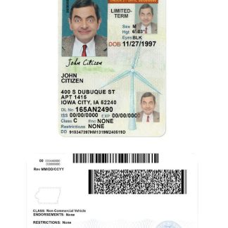 USA Iowa Driving License under 21 download template file
