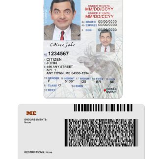 USA Maine Driving License under 21 download template file