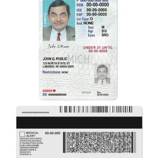 USA Michigan Driving License under 21 download template file