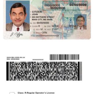 USA Mississippi Driving License download template file