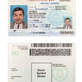USA Missouri Driving License 2021 present download template file