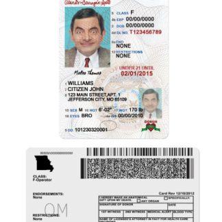 USA Missouri Driving License under 21 download template file