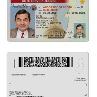 USA New Jersey Driving License download template file