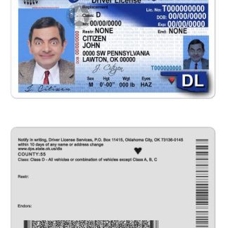 USA Oklahoma Driving License download template file