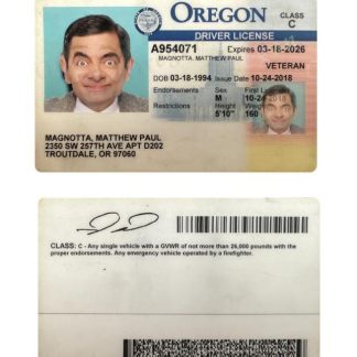 USA Oregon Driving License 2018 present download template file