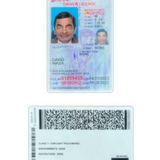 USA South Dakota under 21 Driving License 2023 present download template file