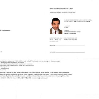 USA Texas temporary driving permit PSD editable template download template file