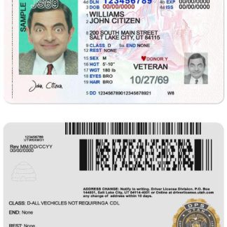 USA Utah Driving License 2021 v2 download template file